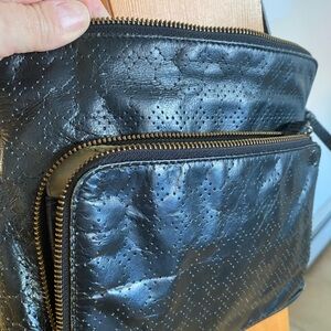 Latico Black and Beige Leather Handbag